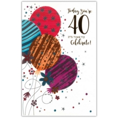 AGE 40 CARDS,Female 6's Balloons & Stars(Was 0.88)