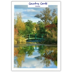GREETING CARDS,Birthday 6's Lake with Foot Bridge Scene