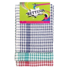 TEA TOWELS,Check Pattern 3's H/pk                      B204