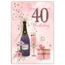 GREETING CARDS,Age 40 Female 6's Champagne Flute & Cupcake