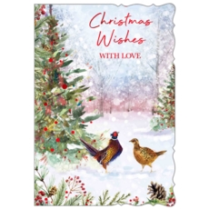 XMAS CARDS,Open 6's Pheasant & Peahen