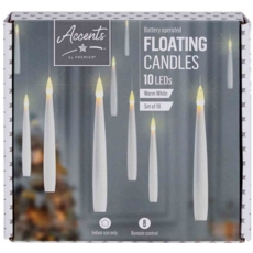 CANDLE,LED White Floating 15cm 10's B/Op (Was 19.99)