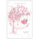 GREETING CARDS,Baby Girl 6's Pink Teddy in Tree