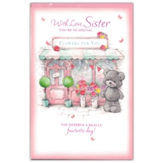 BIRTHDAY CARDS,Sister 12's Teddy under Umbrella(Was 0.85)