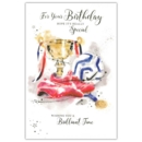 GREETING CARDS,Birthday 6's Football Trophy
