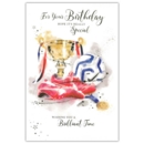 BIRTHDAY CARDS,6's Football Trophy (Was £0.87)
