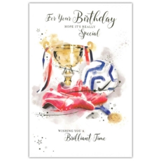 BIRTHDAY CARDS,6's Football Trophy (Was £0.87)