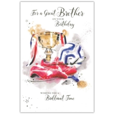 BIRTHDAY CARDS,Brother 6's Football Trophy (Was £0.87)