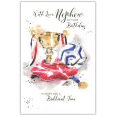 BIRTHDAY CARDS,Nephew 6's Football Trophy (Was 0.87)