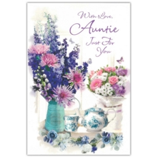 BIRTHDAY CARDS,Auntie 6's Floral Vases (Was £0.87)