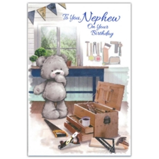 BIRTHDAY CARDS,Nephew 12's Teddy with Toolbox (Was 0.85)