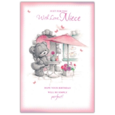 BIRTHDAY CARDS,Niece 12's Teddy under Umbrella(Was 0.85)