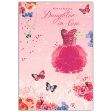 BIRTHDAY CARDS,6's Dau in Law Dress & Butterflies (Was 0.87)