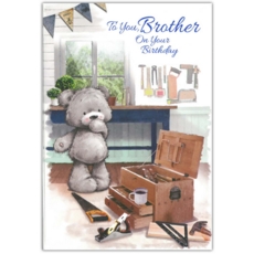 BIRTHDAY CARDS,Brother 12's Teddy with Toolbox (Was 0.85)