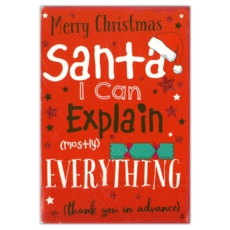 XMAS CARDS,Open 6's Text, Cracker & Santa Hat
