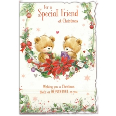 XMAS CARDS,Special Friend 6's Teddies exchanging Presents
