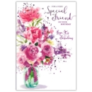 GREETING CARDS,Special Friend 6's Floral Glass Vase