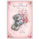 GREETING CARDS,Special Friend 6's Teddy with Bouquet