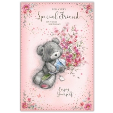 SPECIAL FRIEND CARDS,6's Teddy & Bouquet (Was 0.87)