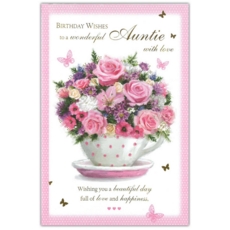 BIRTHDAY CARDS,Auntie 6's Floral Teacup (Was 1.15)