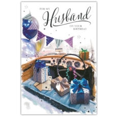 BIRTHDAY CARDS,Husband 6's Birthday  Car & Presents