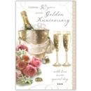 GREETING CARDS,Your Golden Anni.6's Roses & Bubbly