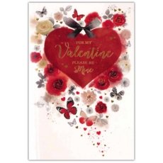 VALENTINE'S CARDS,Open 6's Heart, Roses & Butterflies