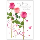 GREETING CARDS,Your Ruby Anni. 6's Roses & Hearts
