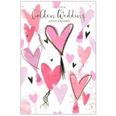 ANNIVERSARY CARDS, Your Golden Pink Hearts