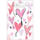 GREETING CARDS,Sister & Brother in Law 6's Pink Hearts