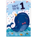 GREETING CARDS,Age 1 Male 12's Dinosaur/Whale