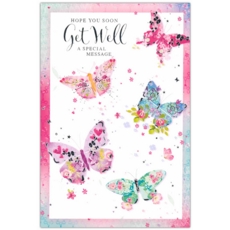 GET WELL CARDS,12's Butterflies (Was £0.89)