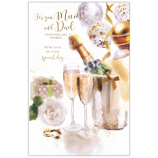 ANNIVERSARY CARDS,Mum & Dad 6's Champagne on Ice(Was 1.29)