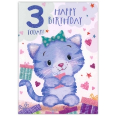 GREETING CARDS,Age 3 Female 12's Bunny/Cat