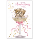 GREETING CARDS,Your Anni.6's Teddies in Champagne Glass