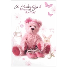 GREETING CARDS,Baby Girl 6's Pink Teddy