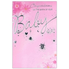 BABY GIRL CONGRATS. CARDS,6's Pink Floral (Was 0.87)