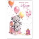 BIRTHDAY CARDS,Niece 12's Teddy & Balloons (Was 0.89)