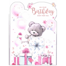 BIRTHDAY CARDS,6's Teddy & Presents (Was 0.80)
