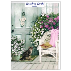 BIRTHDAY CARDS,6's Kitten With  Whicker Chair