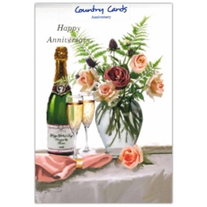 ANNIVERSARY CARDS,Happy 6's Floral Champagne