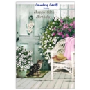 AGE 65 CARDS, 6's Female Cat & Whicker Chair