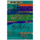 GREETING CARDS,Age 21 Male 6's Stars & Coloured Stripes