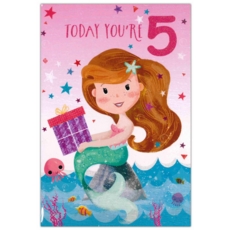 AGE 5 CARDS,Female 12's Mermaid/Unicorn (Was £0.85)
