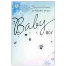GREETING CARDS,Baby Boy 6's Blue Floral