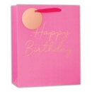GIFT BAG,Pink Text Happy Birthday (Large)