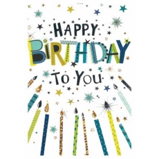 GREETING CARDS,Birthday 6's Candles & Stars