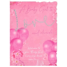 BABY GIRL CONGRATS. CARDS,6's Pink Balloons (Was 1.30)