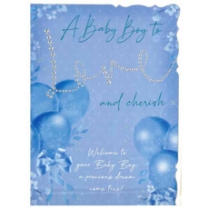 BABY BOY CONGRATS. CARDS,6's Blue Balloons