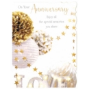 GREETING CARDS,Your Anni.6's Lights, Pom Poms & Stars